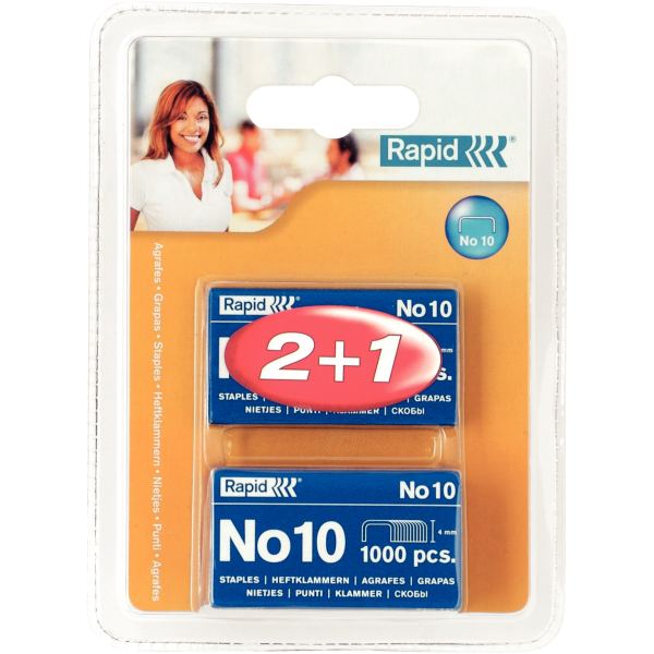 Blister de 2 000 + 1 000 agrafes Rapid n° 10 — PETIT MATERIEL BUREAU ET ECOLE