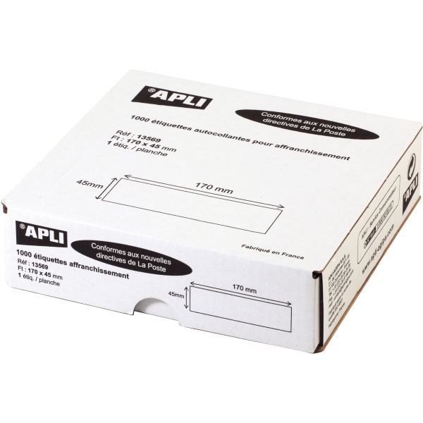 APLI Etiquette d'affranchissement, 170 x 45 mm, blanc — Etiquettes d'expéditions