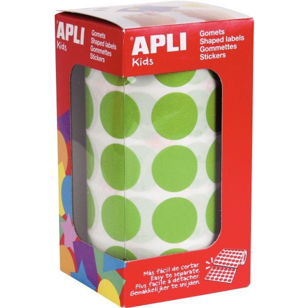 Rouleau de gommettes rondes 20 mm vert clair, APLI kids — TRAVAUX MANUELS