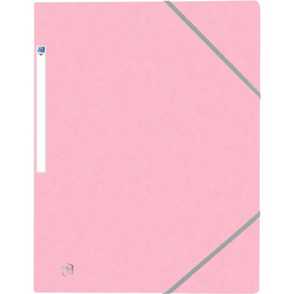 Chemise 3 rabats à élastiques TOP FILE+ en carte lustrée 4/10ème 390g, rose pastel, Oxford — Chemises & trieurs