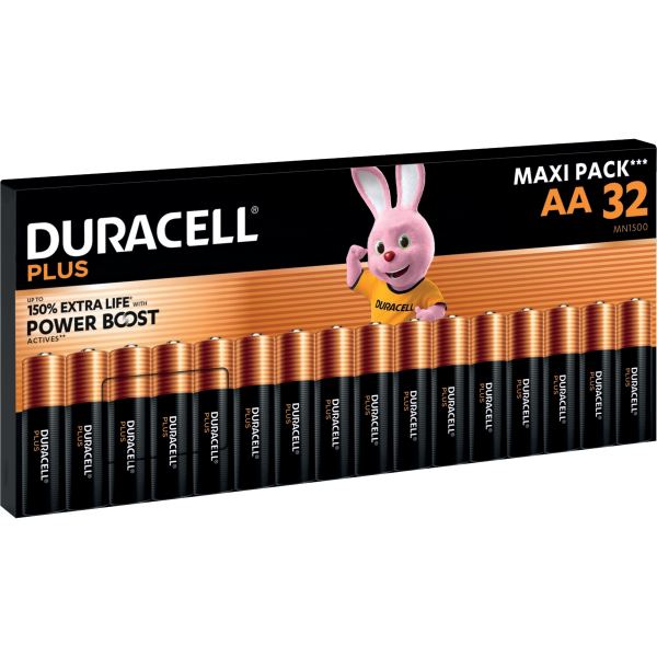 Boite 32 piles 1.5V PLUS POWERBOOST AA / LR06 / MN1500, N.C — BUREAUTIQUE
