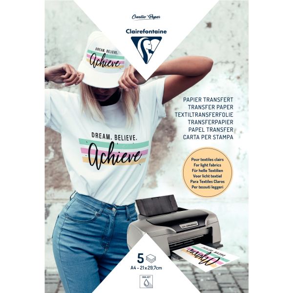 Paquet de 5 feuilles A4 papier transfert textiles pour tissu, N.C — TRAVAUX MANUELS