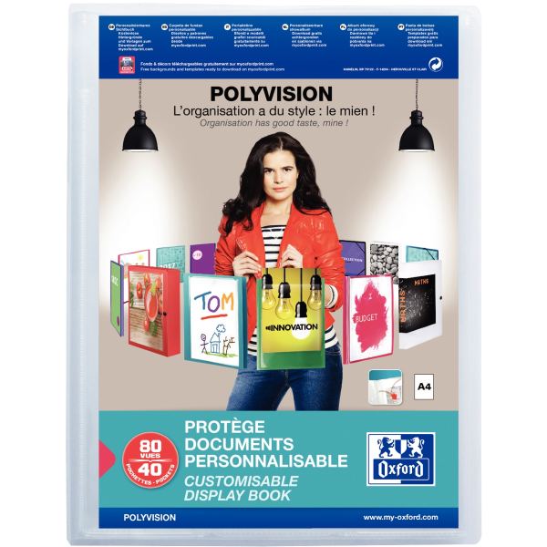 Oxford Protège-documents POLYVISION, 40 pochettes, incolore — Protèges-documents & chevalets de table