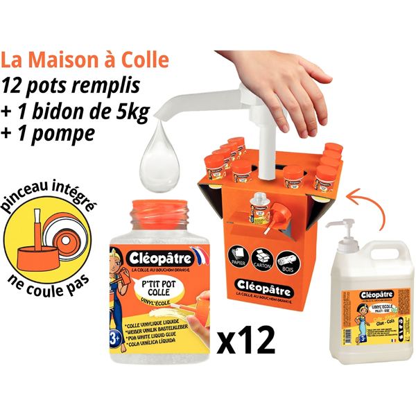 Kit maison colle de 5kg + 12 pots de 50g, N.C — PETIT MATERIEL BUREAU ET ECOLE