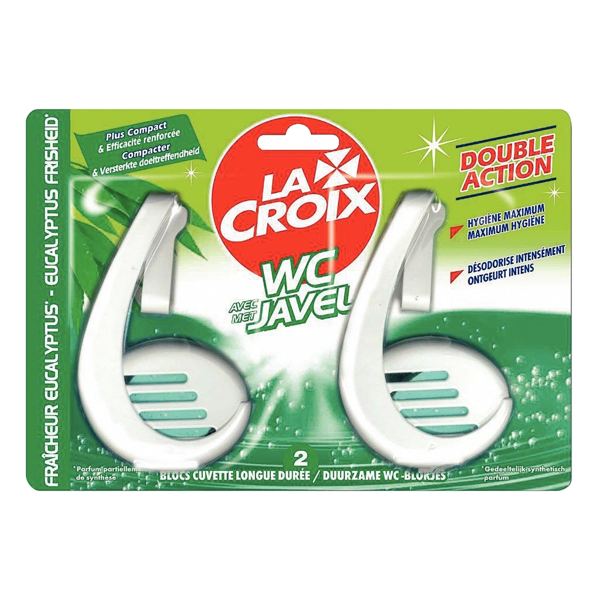 Blister 2 blocs cuvette WC javel eucalyptus, LA CROIX — SERVICES GENERAUX