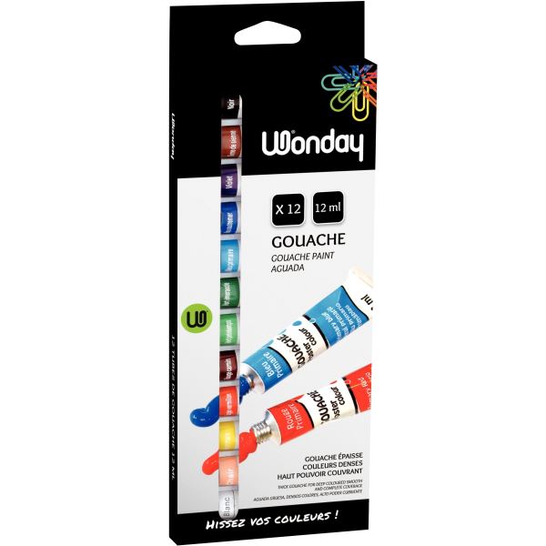 Wonday Gouache, étui carton de 12 tubes de 12 ml — Gouaches et peintures scolaire