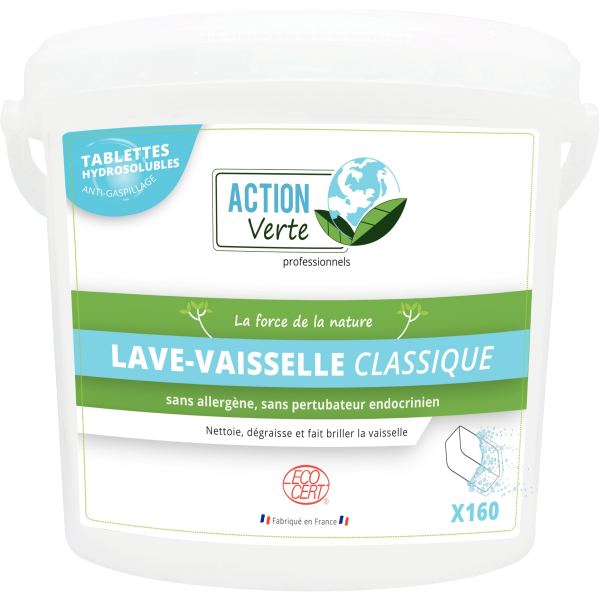 Sceau de 160 tablettes lave-vaisselle cycle long, ACTION VERTE — SERVICES GENERAUX