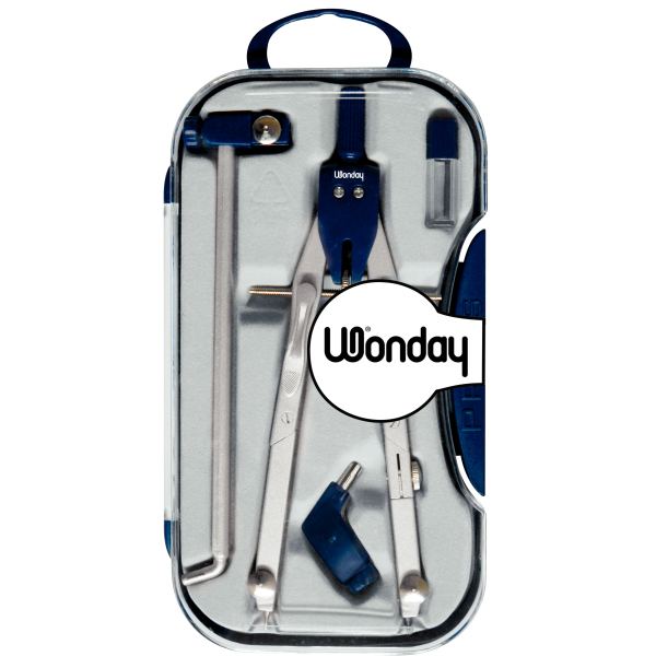 Coffret compas avec 4 accessoires, Wonday — PETIT MATERIEL BUREAU ET ECOLE