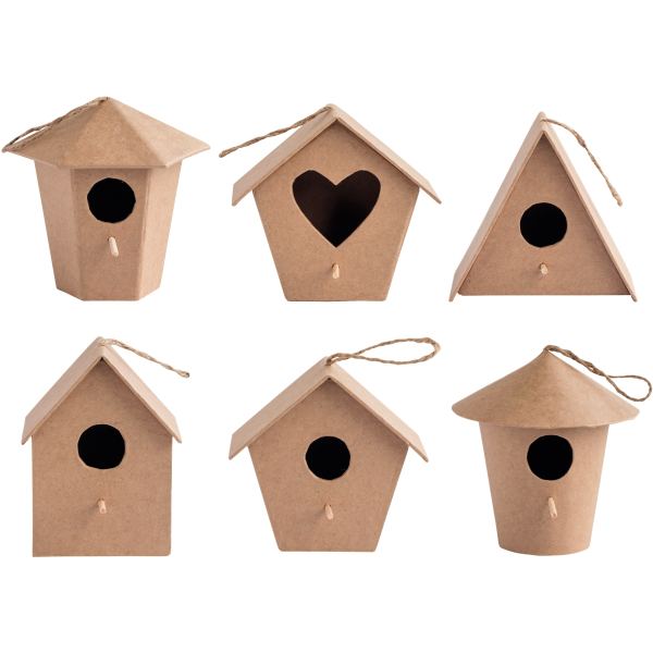 Lot de 6 nichoirs à oiseaux en carton, modèles assortis, N.C — TRAVAUX MANUELS