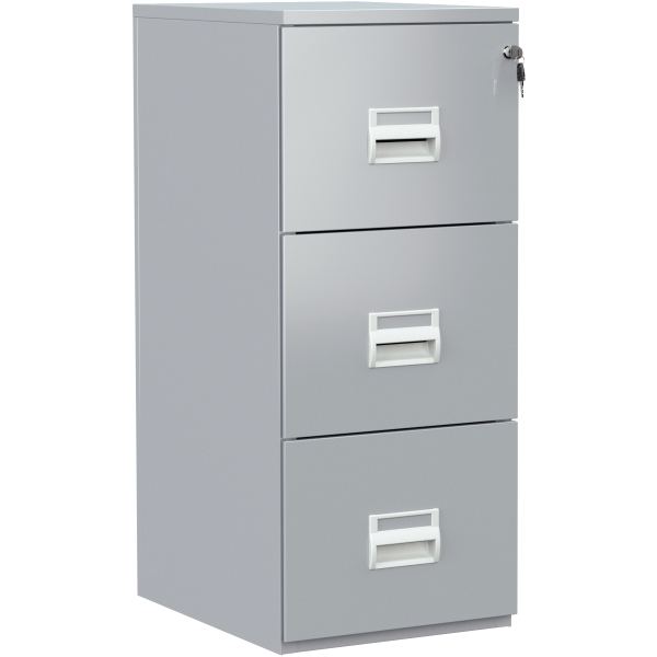 Classeur fichier 3 tiroirs pour dossiers suspendus Aluminium, N.C — MOBILIER
