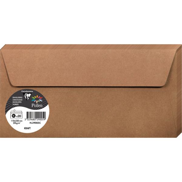 Pollen by Clairefontaine Enveloppe kraft, 110 x 220 mm — Cartes de voeux à faire soi-même