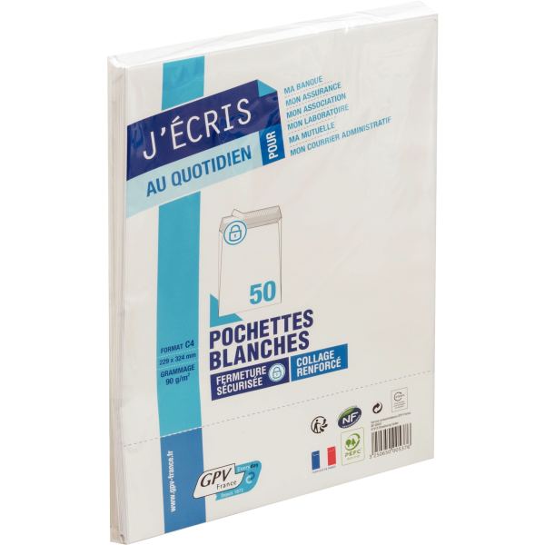 GPV Pochettes d'expédition, C4, 229 x 324 mm, blanc — Pochettes d'expéditions