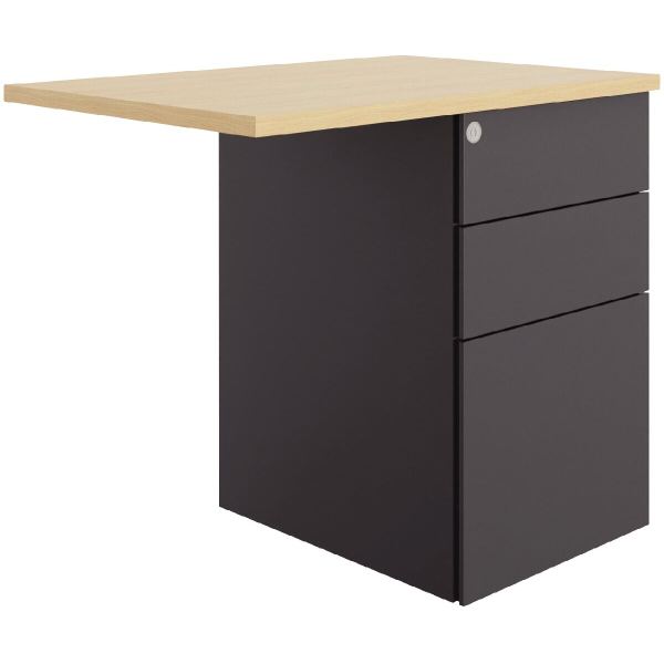 Retour sur caisson porteur 3 tiroirs Ambre plateau chêne nat, N.C — MOBILIER