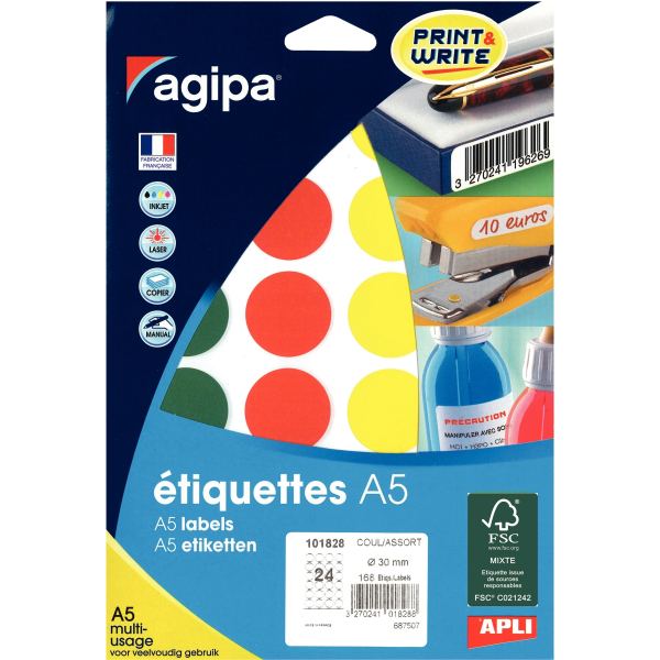 Etui de 168 pastilles de couleur diamètre 30mm coloris assortis — Non classé