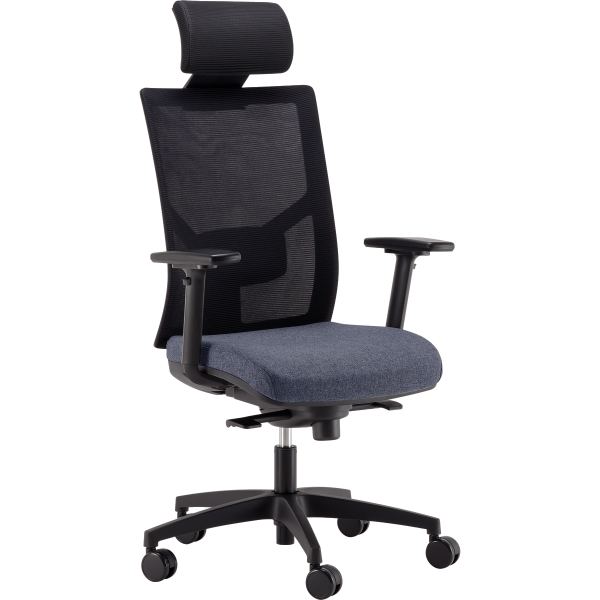 Fauteuil Eleganze avec tétière dos noir/assise bleu, N.C — MOBILIER