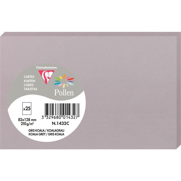 Pollen by Clairefontaine Carte 82 x 128 mm, gris koala — Cartes de voeux à faire soi-même