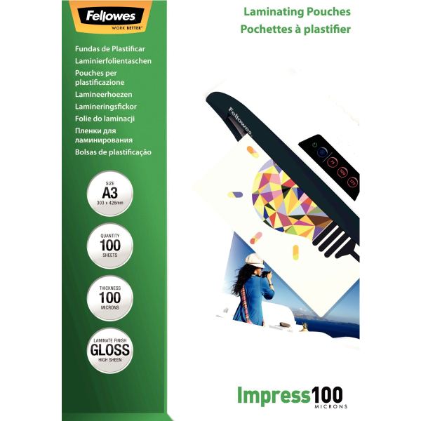 Boite de 100 pochettes à plastifier format 303x426mm standard pour document A3 ép 100µ — Non classé