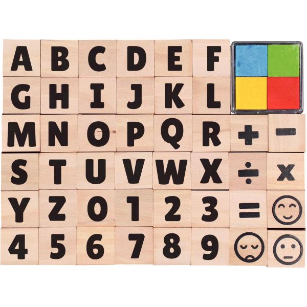 Set de 44 tampons alphabet/chiffre + encreur, N.C — DESSIN SCOLAIRE ET PROFESSIONNEL