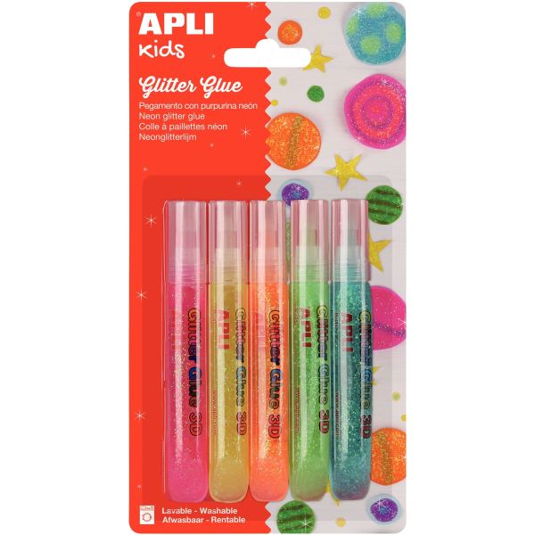 Lot de 5 tubes de 13 ml de colle pailletée assorties, N.C — PETIT MATERIEL BUREAU ET ECOLE