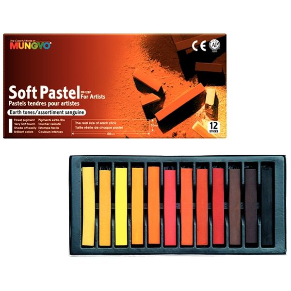Boîte de 12 pastels sec carré sanguine, MUNGYO — DESSIN SCOLAIRE ET PROFESSIONNEL
