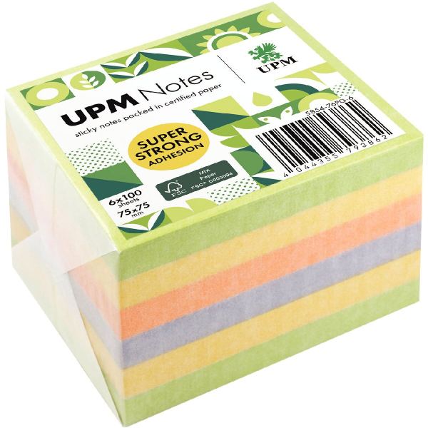 Lot de 6 blocs repositionnables 100 feuilles 75x75 mm coloris, N.C — CAHIERS ET DERIVES DE PAPIER