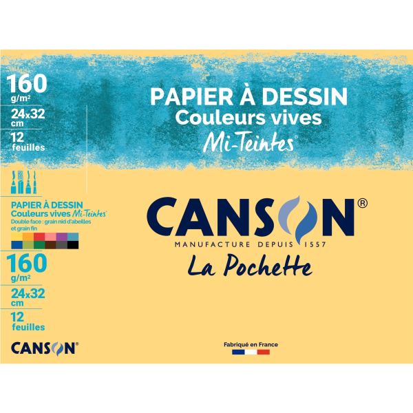 CANSON Papier dessin Mi-Teintes, 240 x 320 mm, assorti — Supports de dessin