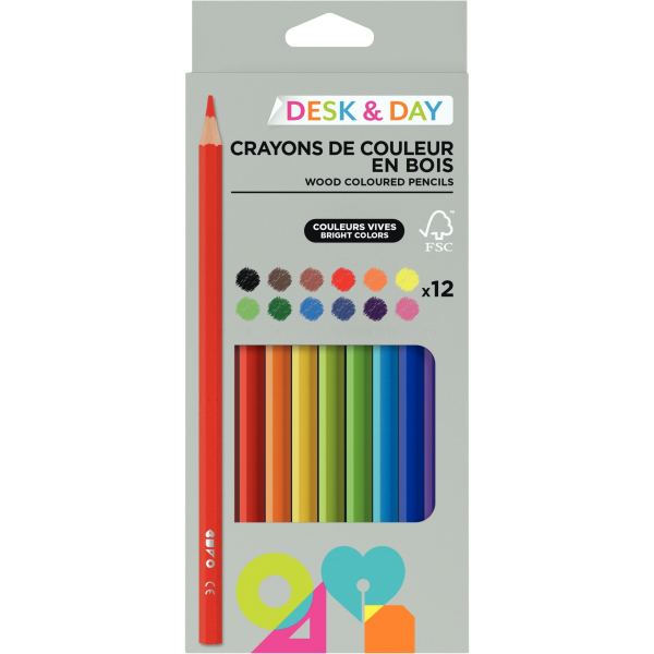 Étui de 12 crayons de couleur assortis, N.C — DESSIN SCOLAIRE ET PROFESSIONNEL