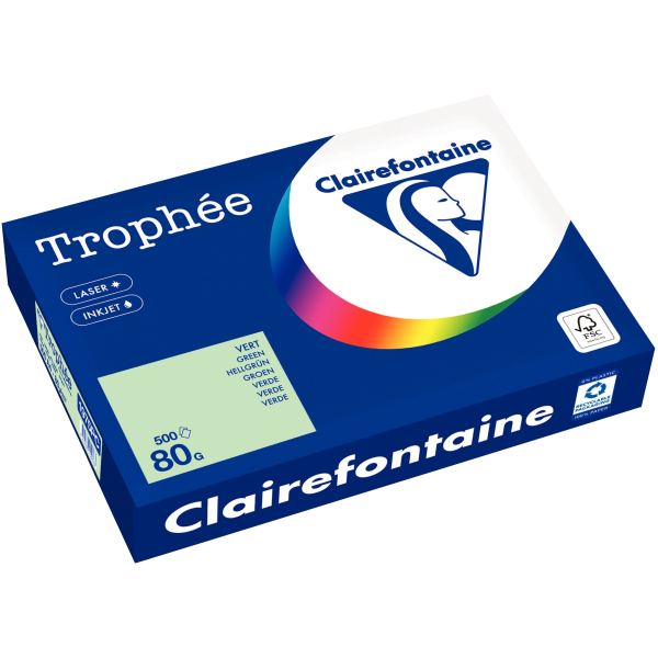 Ramette de 500 feuilles format A4 vert CLAIREFONTAINE, TROPHEE — PAPIERS