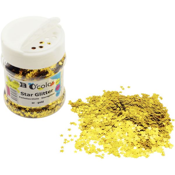 Pot de 65 grammes de paillettes étoiles coloris or, N.C — TRAVAUX MANUELS