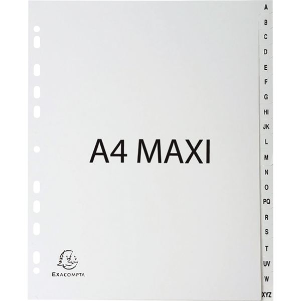 Jeu de 20 intercalaires alphabétiques en polypropylène gris recyclé, format A4+ — Non classé