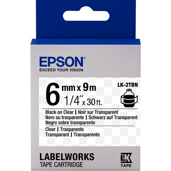 Recharge EPSON LK 6mmx 9m noir/transparent, N.C — BUREAUTIQUE