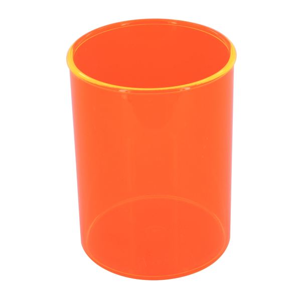 Pot à crayons FLUOR orange transparent, N.C — EQUIPEMENT CLASSE ET BUREAU