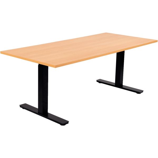 Bureau assis debout L180 cm Boost plateau hêtre/piètement no, N.C — MOBILIER