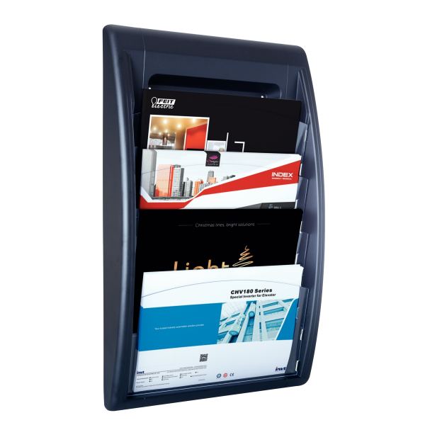 PAPERFLOW Porte-brochures mural Quick fit, 4 compartiments — Présentoirs de documents
