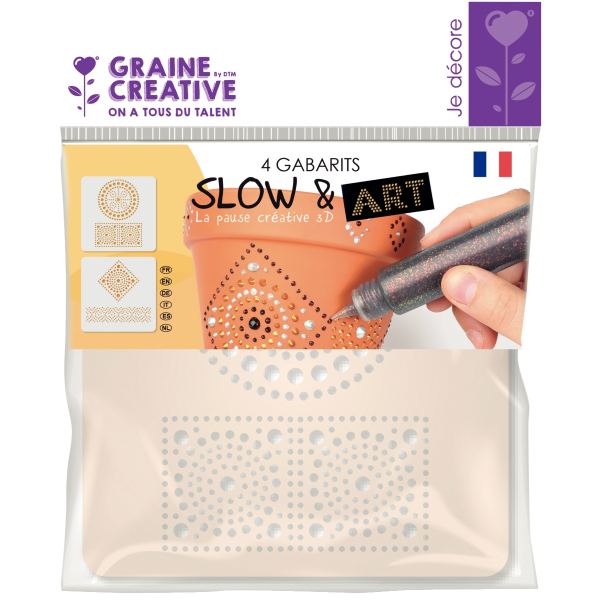 Lot de 4 gabarits Mandala SLOW & ART, GRAINE CREATIVE — DESSIN SCOLAIRE ET PROFESSIONNEL
