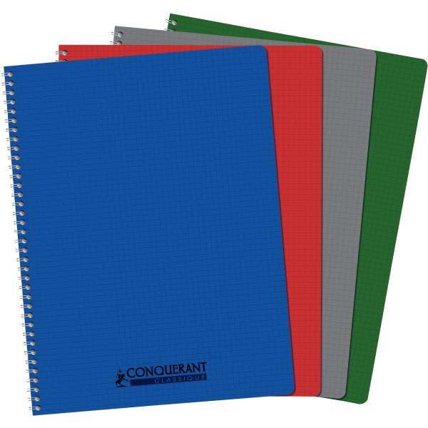 Reliure intégrale 100 pages CONQUERANT, A4, 5x5, couverture polypropylène, coloris assortis, CONQUERANT CLASSIQUE — CAHIERS…