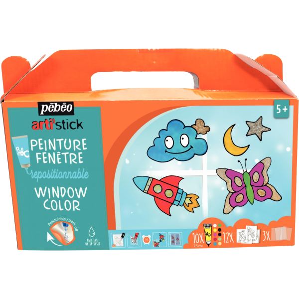Valisette 10 tubes 75 ml de peinture repositionnable ARTI'STI, N.C — DESSIN SCOLAIRE ET PROFESSIONNEL