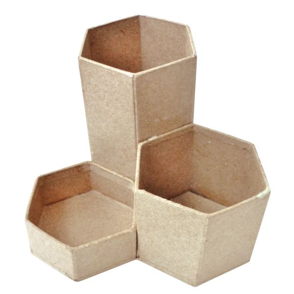Lot de 6 pots à crayons en carton, 3 compartiments — Non classé