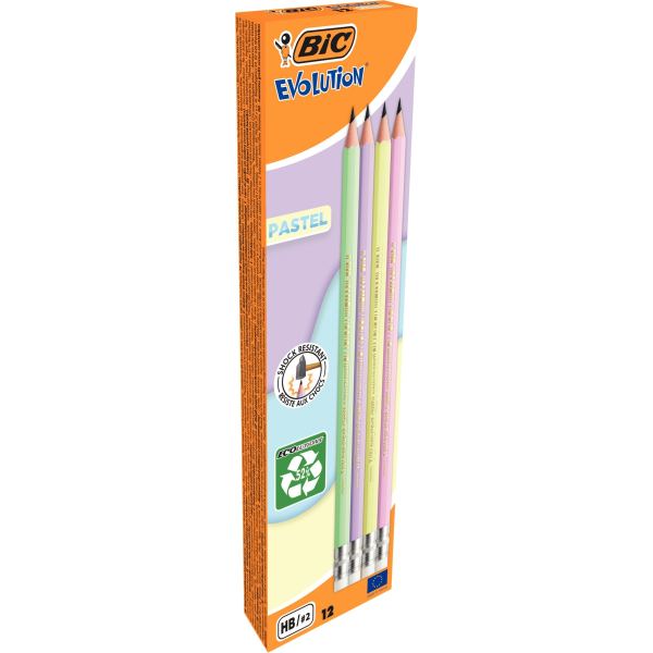 BIC Crayon de papier Evolution PASTEL, HB, assorti — Crayons à papier