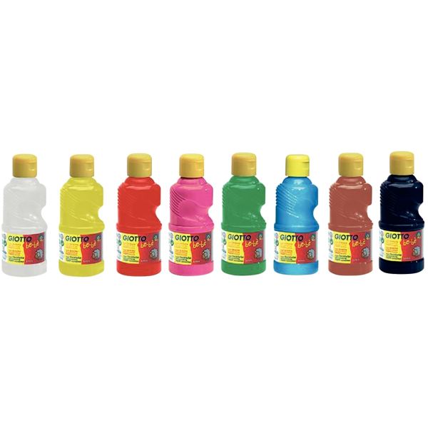 Carton de 8 Flacons 250 ml de gouache GIOTTO be-bè, coloris a, GIOTTO BEBE — DESSIN SCOLAIRE ET PROFESSIONNEL
