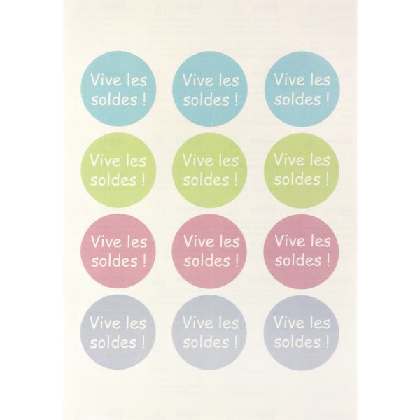 Boîte de 240 étiquettes badges adhésifs ronds Ø51 mm blanc, N.C — PETIT MATERIEL BUREAU ET ECOLE