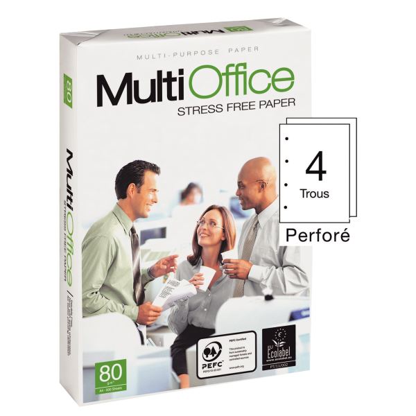 Ramette de 500 feuilles format A4 80g perforée MULTI OFFICE — PAPIERS
