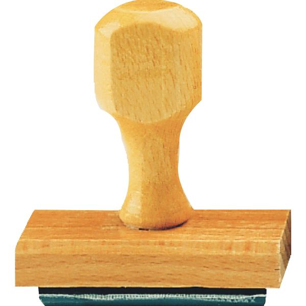 Timbre monture en bois, plaque caoutchouc, avec texte de 1 l, N.C — PETIT MATERIEL BUREAU ET ECOLE