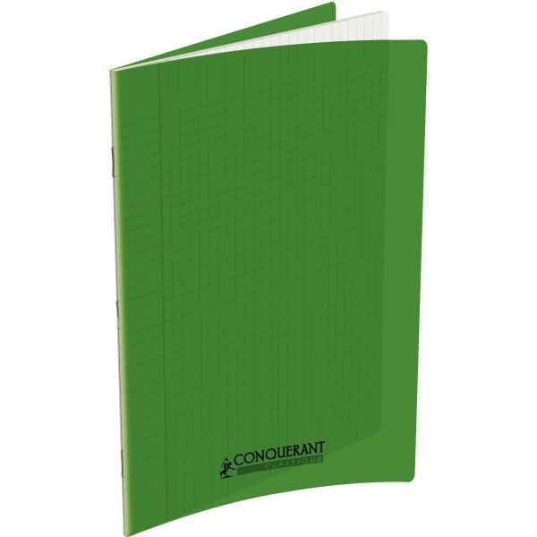 Piqûre 140 pages CONQUERANT, 24x32 cm, seyès, couv PP vert — Non classé