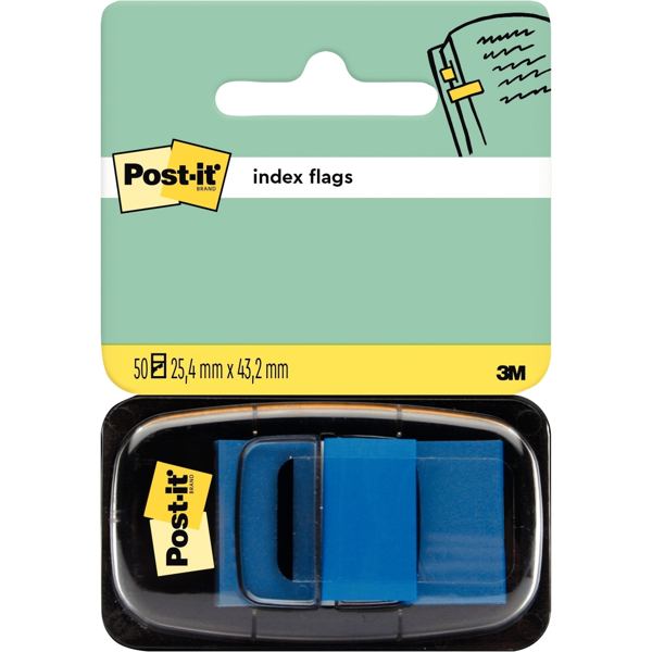Carte de 50 index post-it repositionnables format 25,4 x 43 mm bleu — Non classé