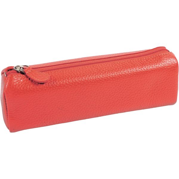 Trousse en cuir trapèze orange format 22 cm x 6cm x 8.5cm, N.C — BAGAGERIE