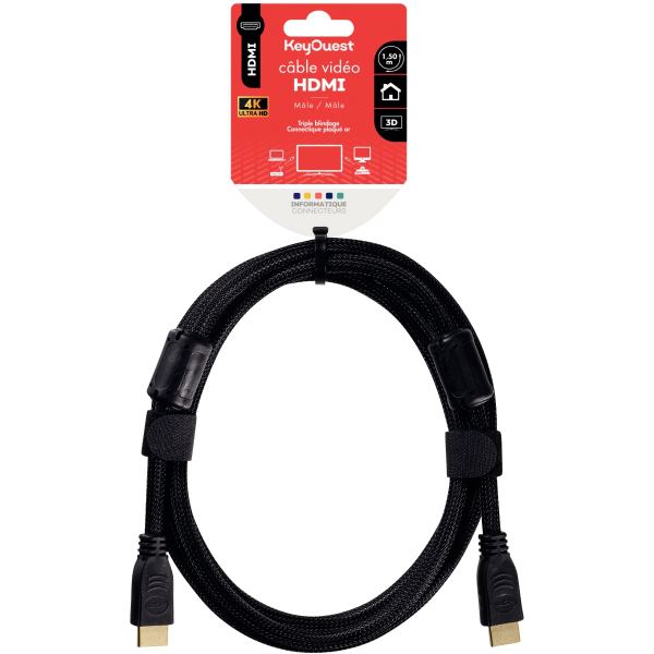 Cordon HDMI 1.4 1,50m noir, N.C — INFORMATIQUE