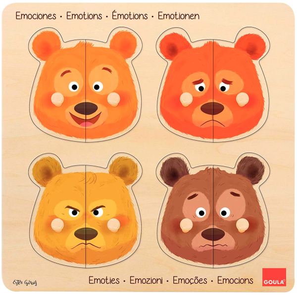 Encastrement en bois 8 pièces, émotions des oursons, GOULA — JEUX