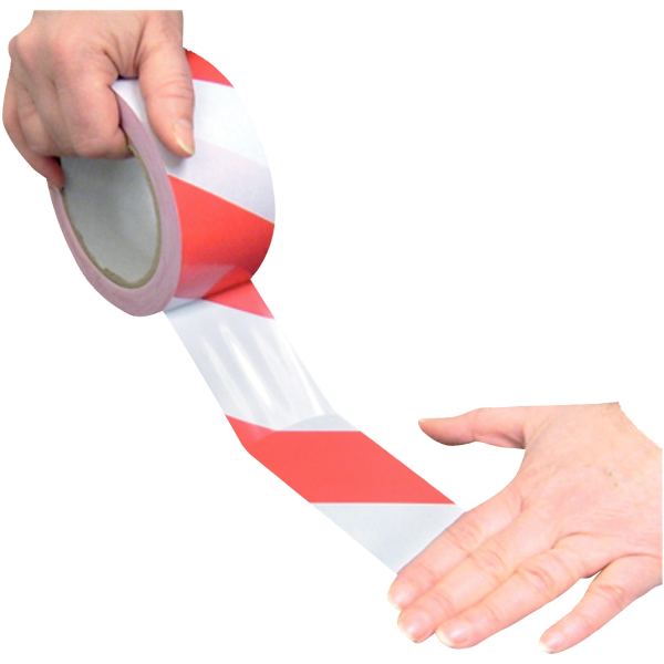 Rouleau adhésif de signalisation rouge/blanc 33 mx50 mm, N.C — COURRIER ET EXPEDITION