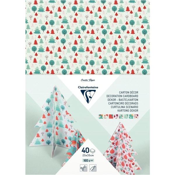 Paquet de 40 feuilles carton décoration assorties format 25 x 35 cm thème Noël, N.C — TRAVAUX MANUELS